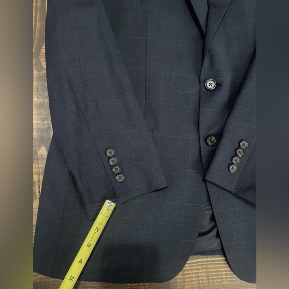 Ralph Lauren Blue Windowpane Plaid 100% Wool Sport Coat Blazer 40R READ - Picture 9 of 14